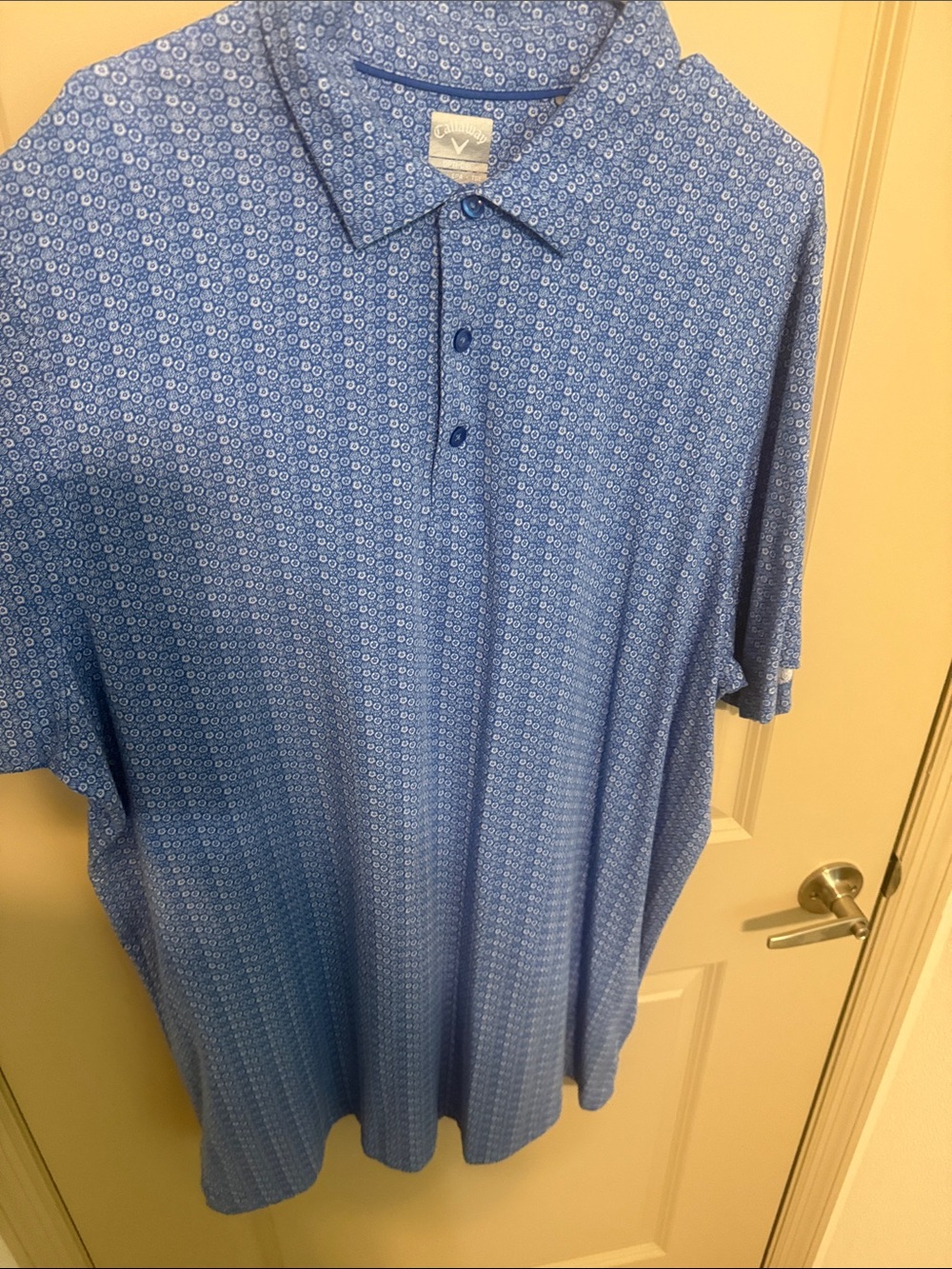 Callaway Blue Micro-Geo Print Polo